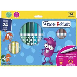 Paper Mate uitwasbare kinderviltstiften | Geweldig voor kinderen om te kleuren | Medium punt | Verschillende heldere kleuren | 24 stuks